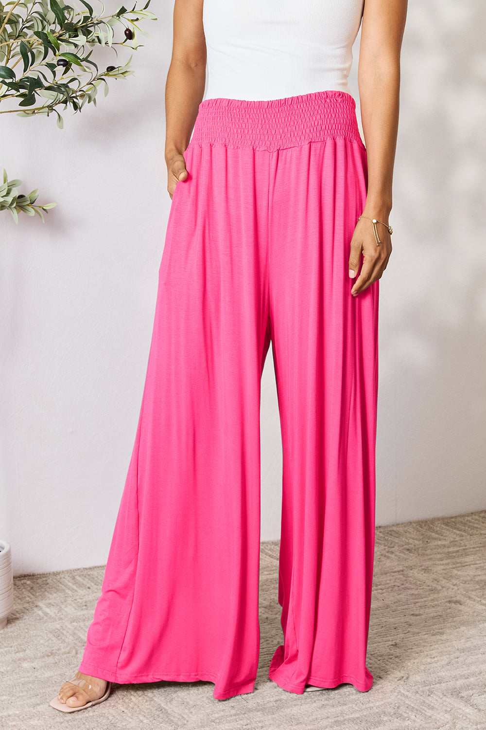 CloudSoft Smocked Waist Wide Leg Pants