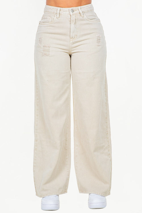 Rowan Distressed Wide Leg Jeans