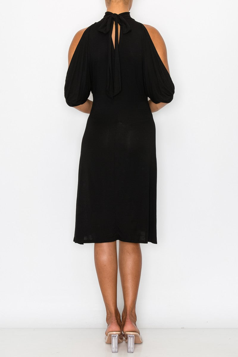Margie Open Shoulder Dress in Black