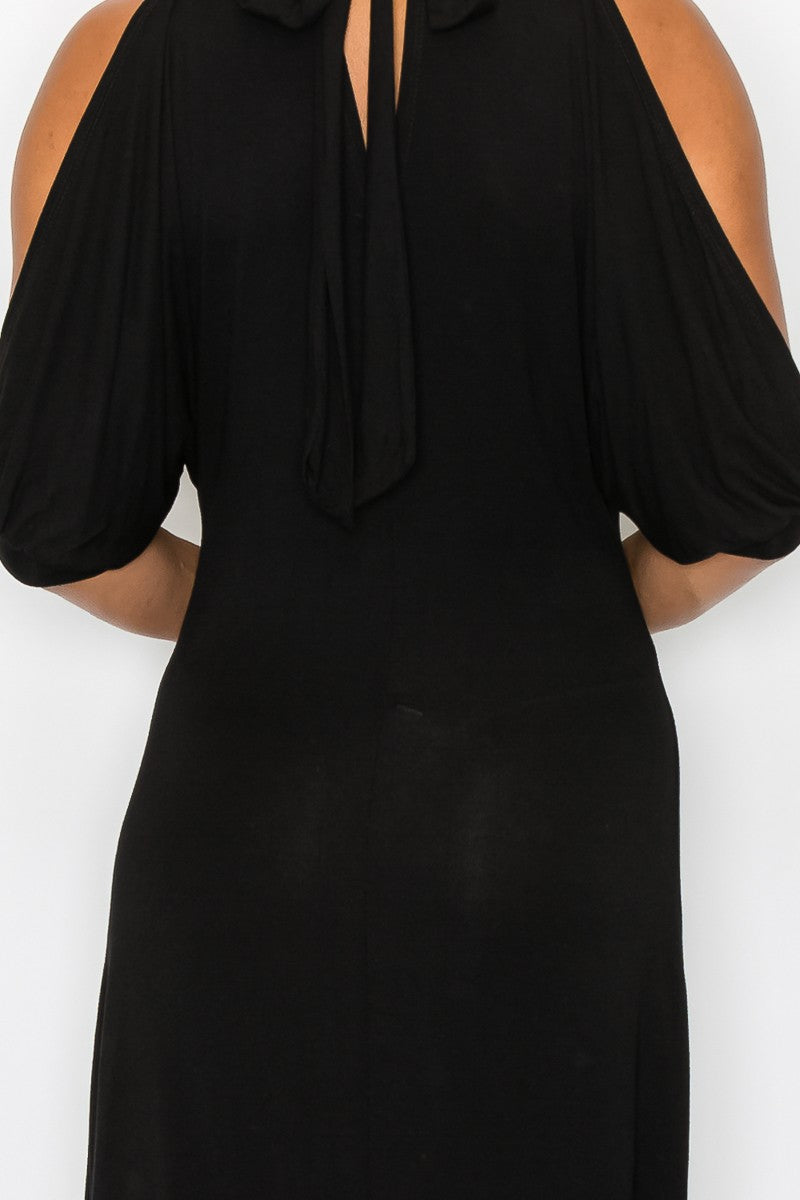 Margie Open Shoulder Dress in Black