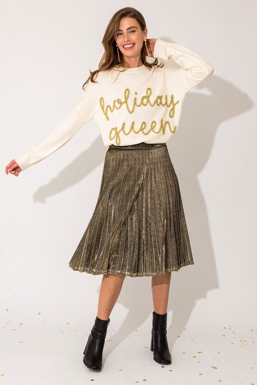 Aurora Gleam Pleated Midi Skirt