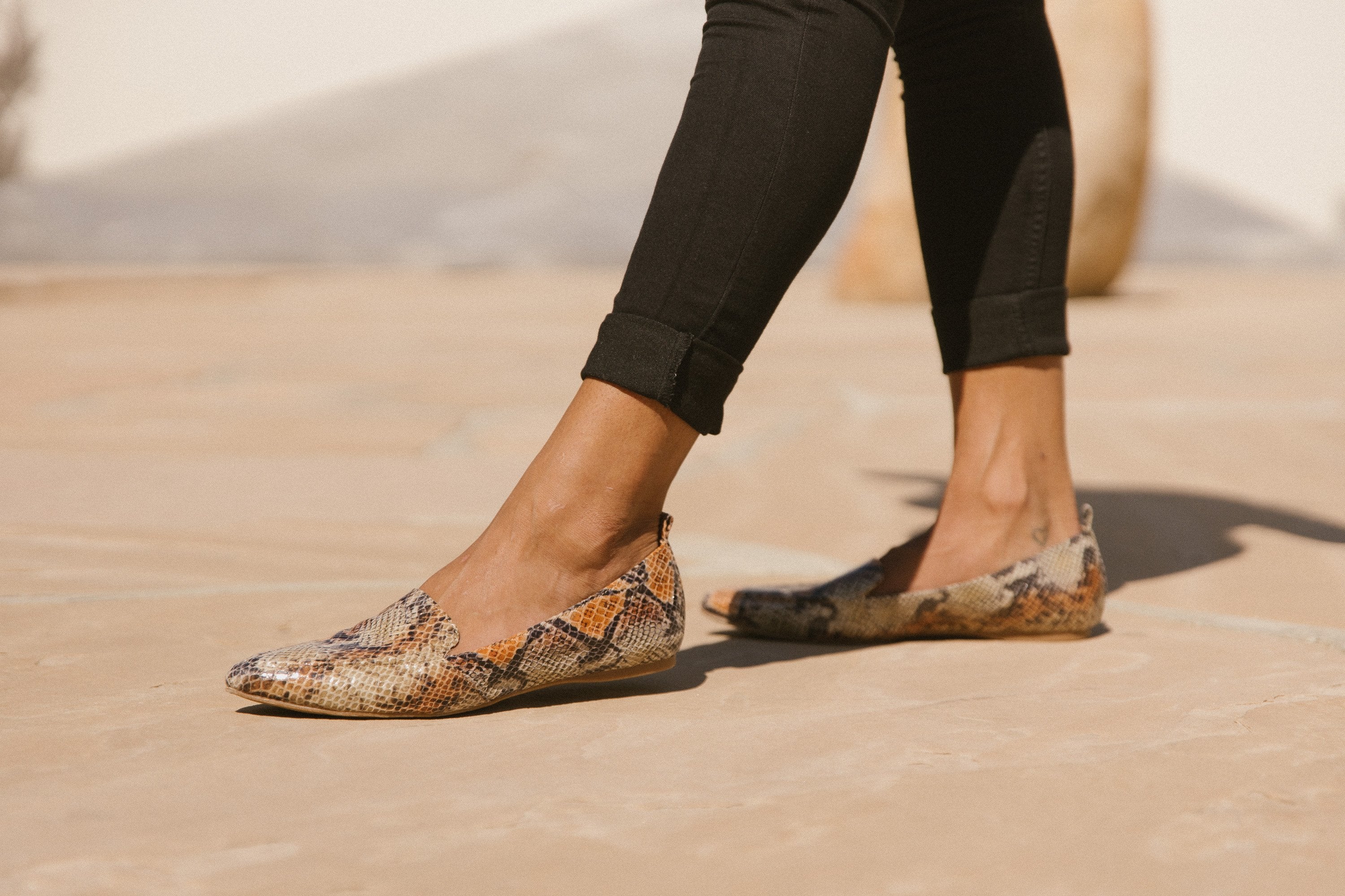 Socialite Flat (Orange Snake Skin)