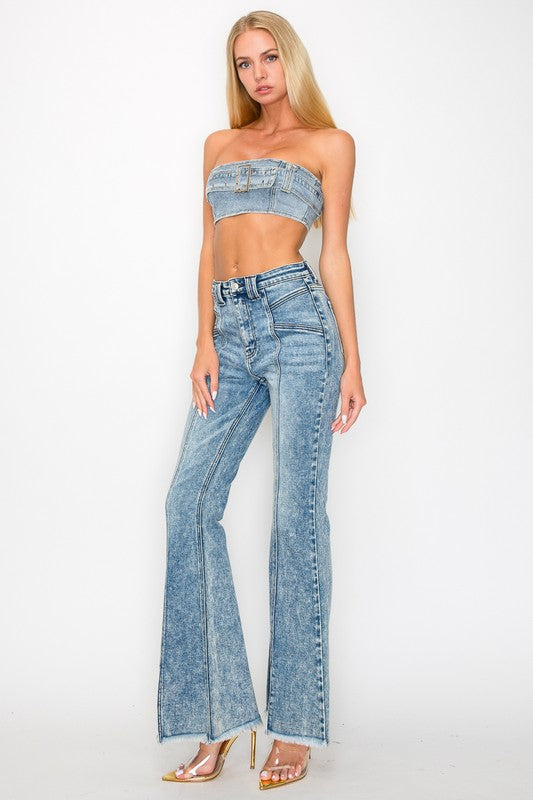 Diane Oma Stretch Flare Front Seam Jeans