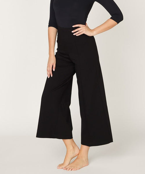 Bamboo Ponte High-Waist Wide Leg Ankle Pant