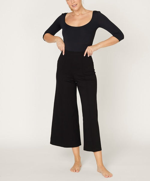 Bamboo Ponte High-Waist Wide Leg Ankle Pant