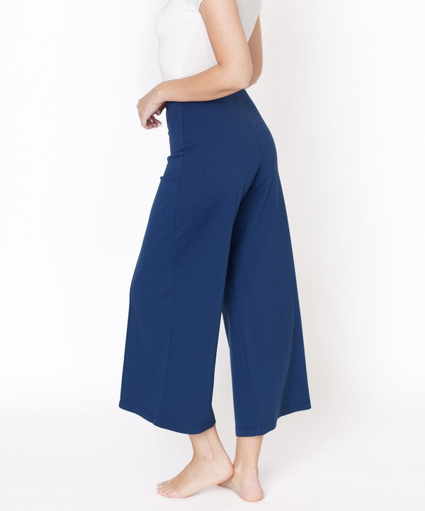 Bamboo Ponte High-Waist Wide Leg Ankle Pant