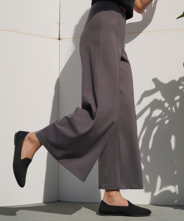 Bamboo Ponte High-Waist Wide Leg Ankle Pant