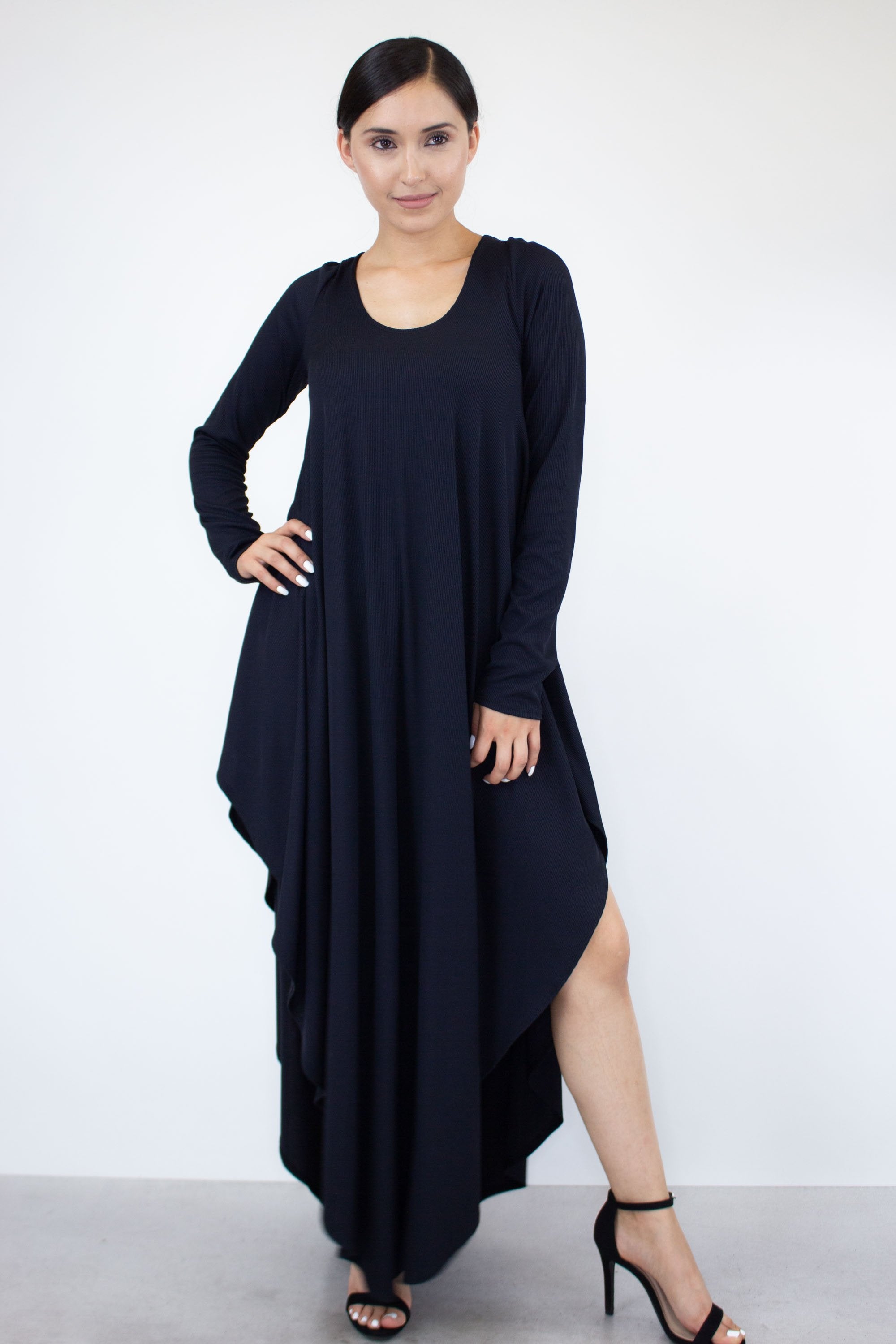 LORI Asymmetric Long Sleeve Maxi Dress