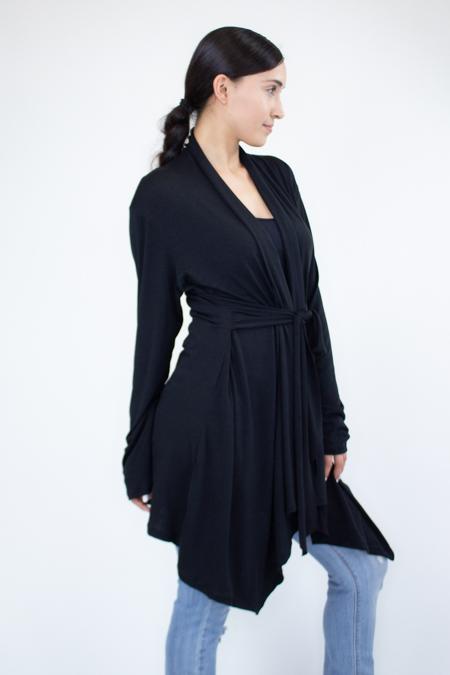 Liya Light Weight Waist Tie Cardigan in Black
