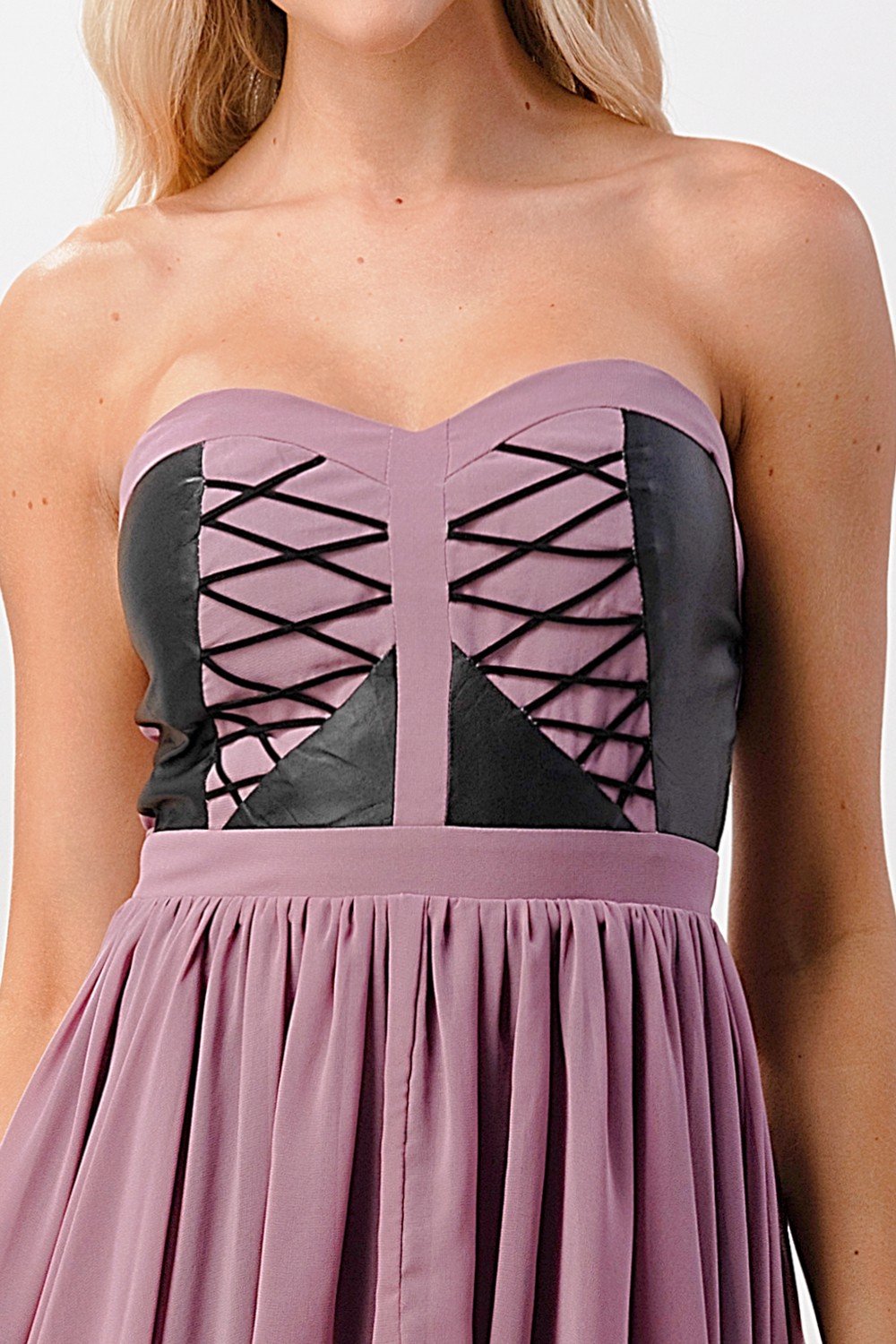 ARROW Strapless Lace-Up High-Low Dress