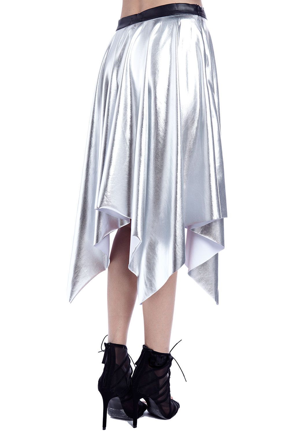 Tammy Scott Metallic Silver Pleated Skirt