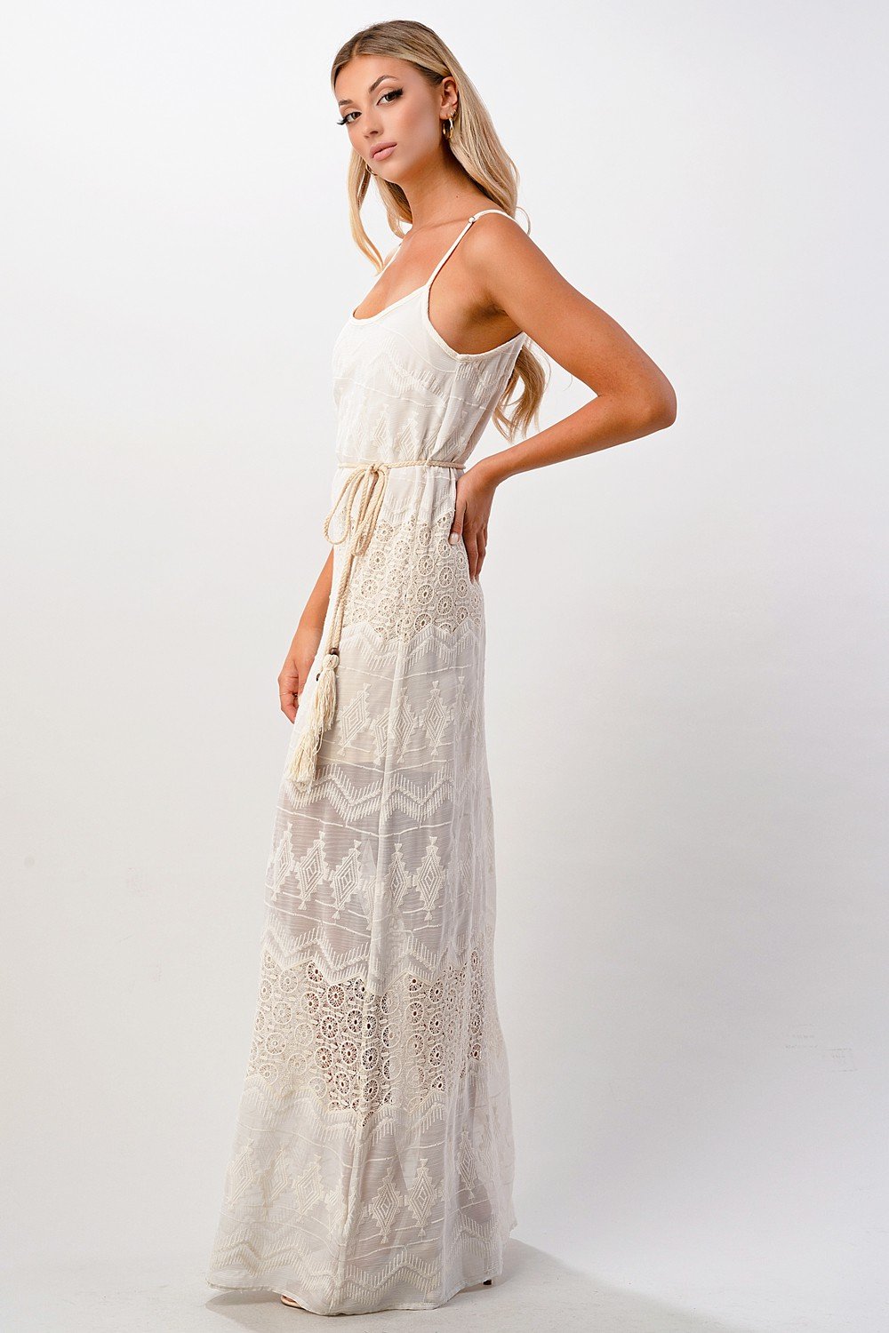ARROW Boho Embroidered Maxi Dress with Adjustable Straps