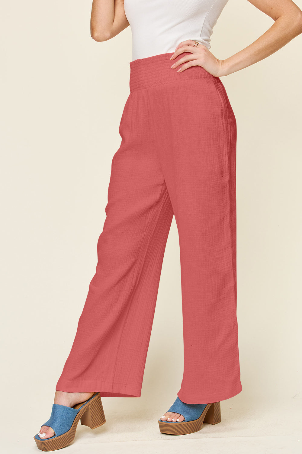Harbor Ease Smocked Wide Leg Pants
