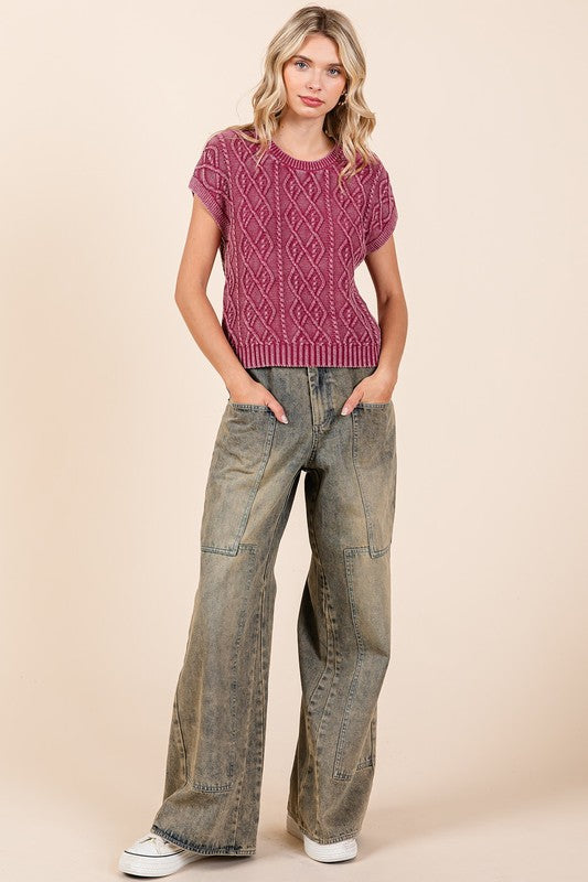 Stonefield Washed Wide Leg Utility Jeans