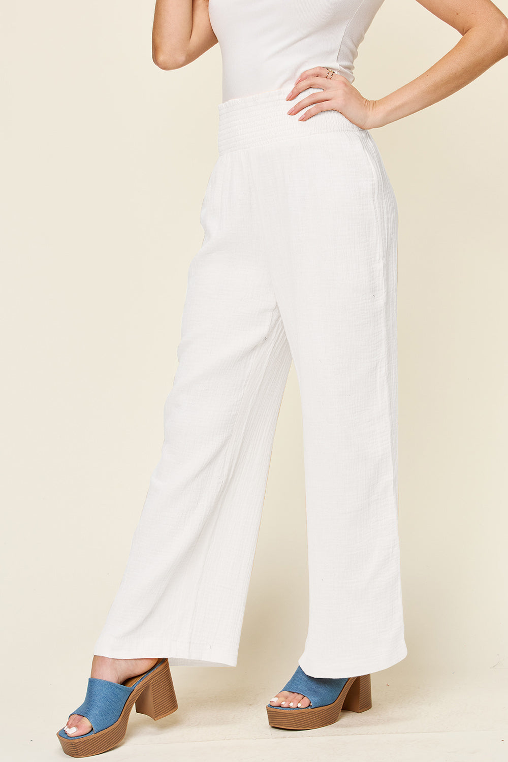 Harbor Ease Smocked Wide Leg Pants