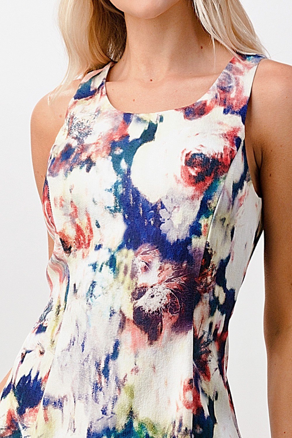 ARROW Sleeveless A-Line Dress with Watercolor Floral Print