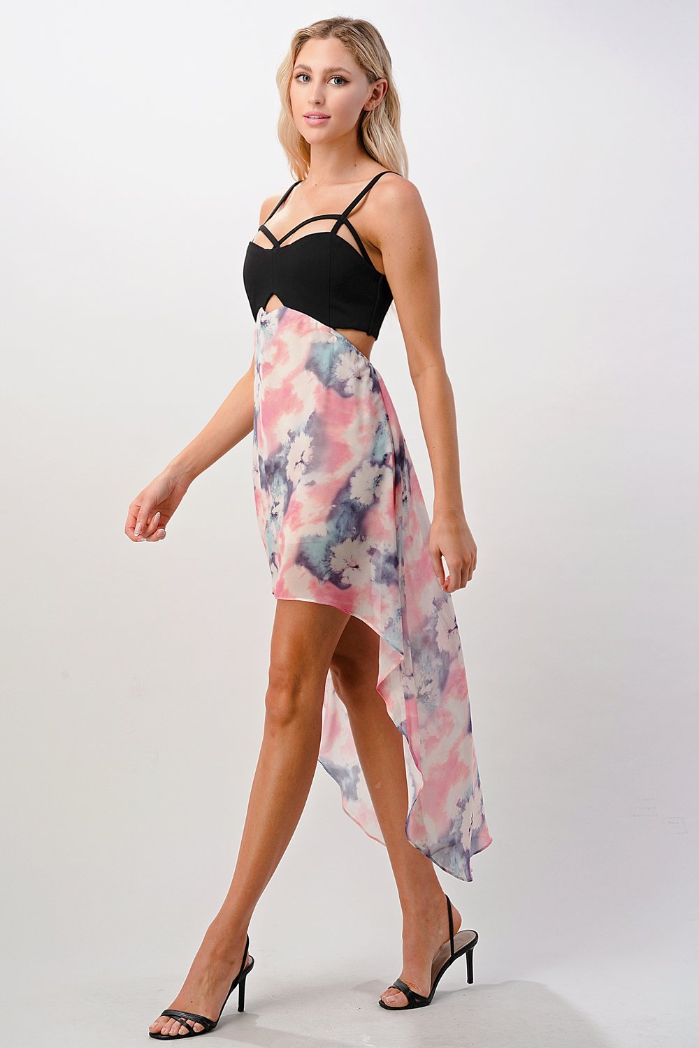 ARROW Strappy Bodice Tie-Dye High-Low Dress