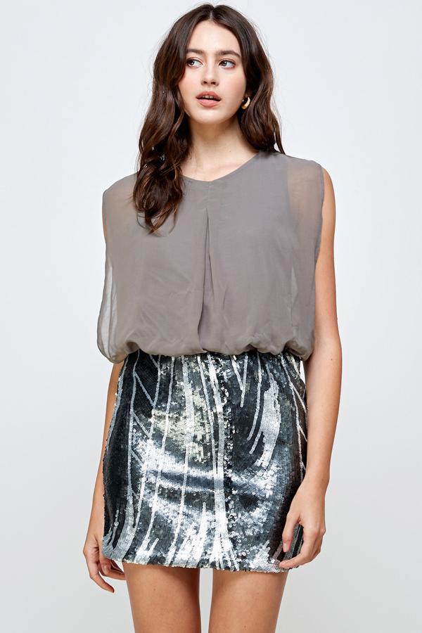 ARROW Sequin Skirt with Sleeveless Blouson Dress
