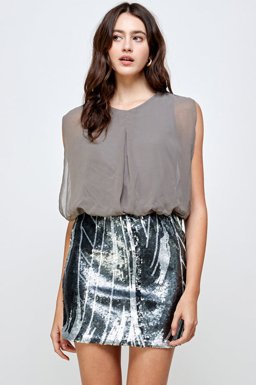 ARROW Sequin Skirt with Sleeveless Blouson Dress