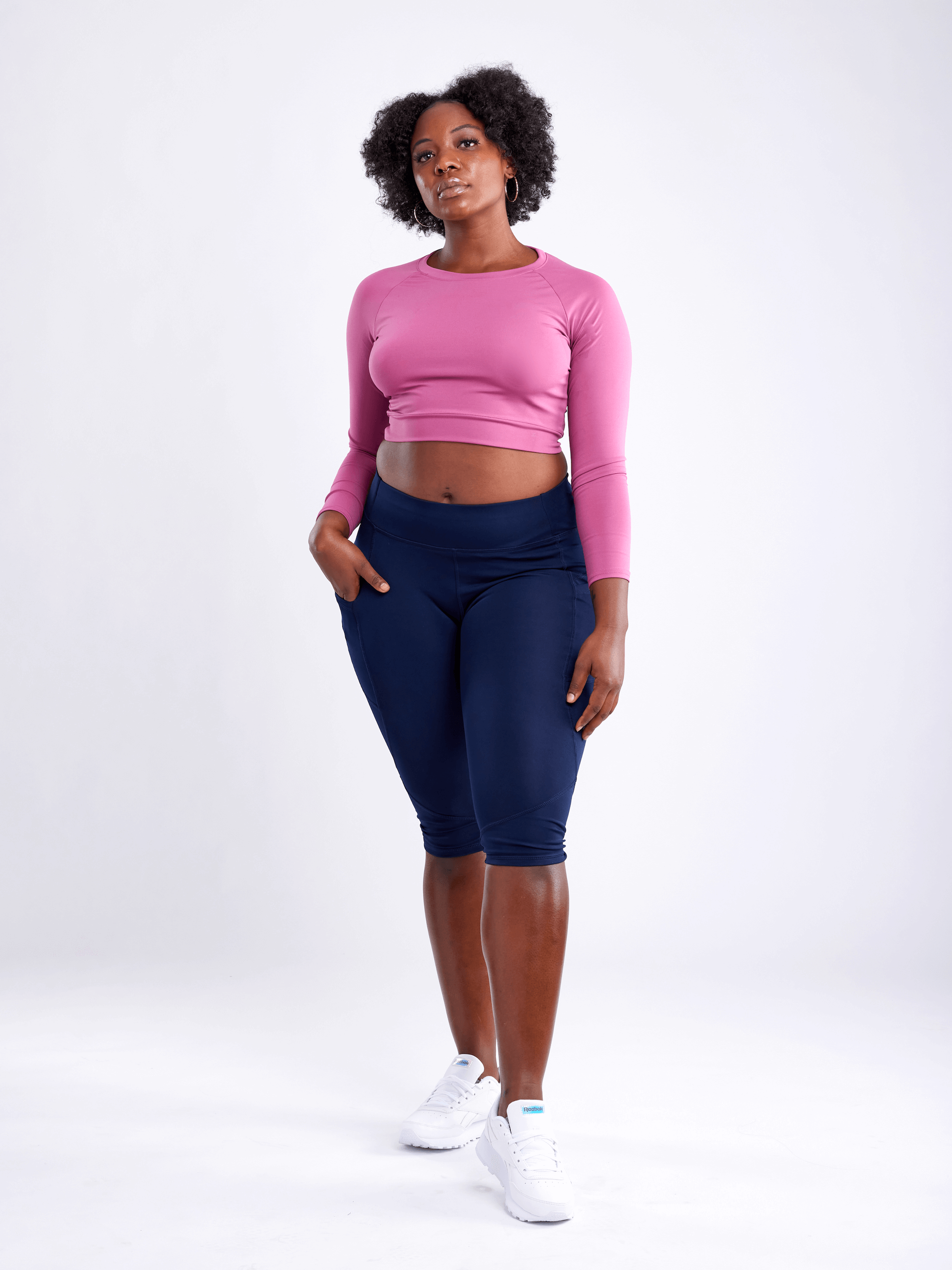 Mid-rise Capri Fitness Leggings With Side Pockets