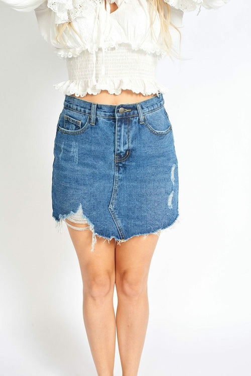 Zuri J Ripped Denim Skort