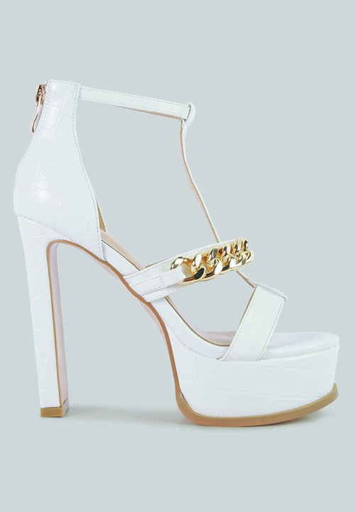 Bonita Metal Chain Zip Up Heels