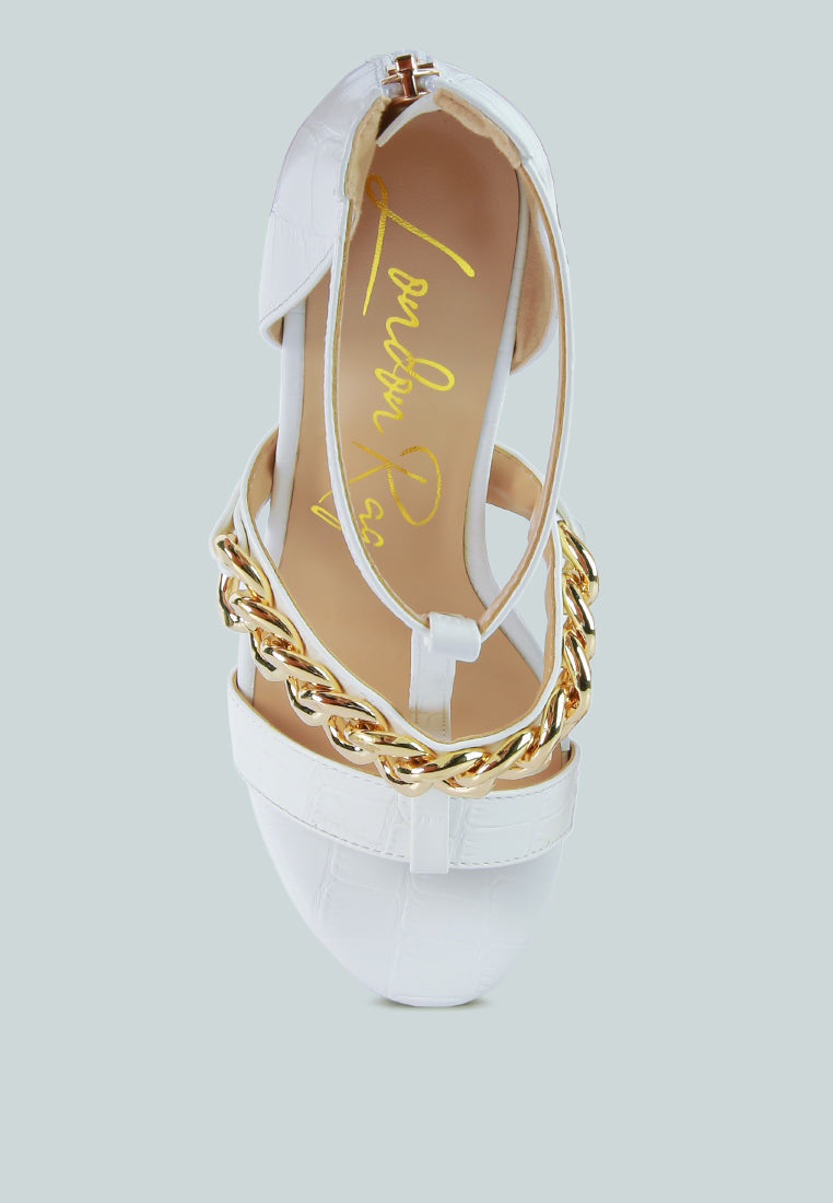 Bonita Metal Chain Zip Up Heels