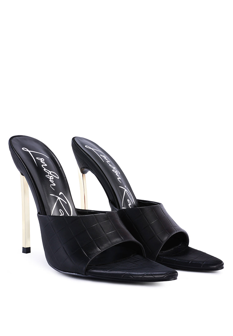 SLY Strappy Slip On Stiletto Heels