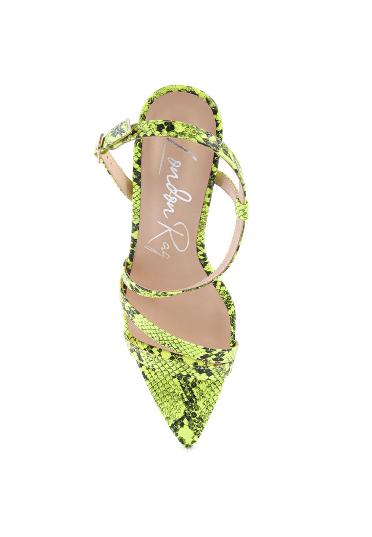 City Snake Print Spool Heel Sandals