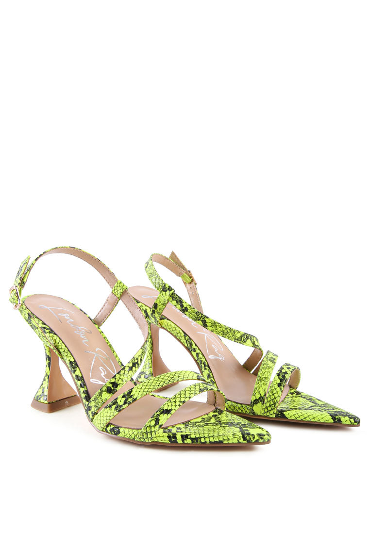 City Snake Print Spool Heel Sandals