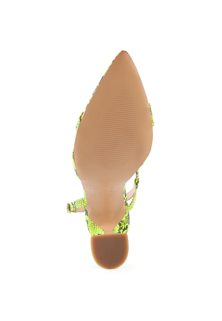City Snake Print Spool Heel Sandals