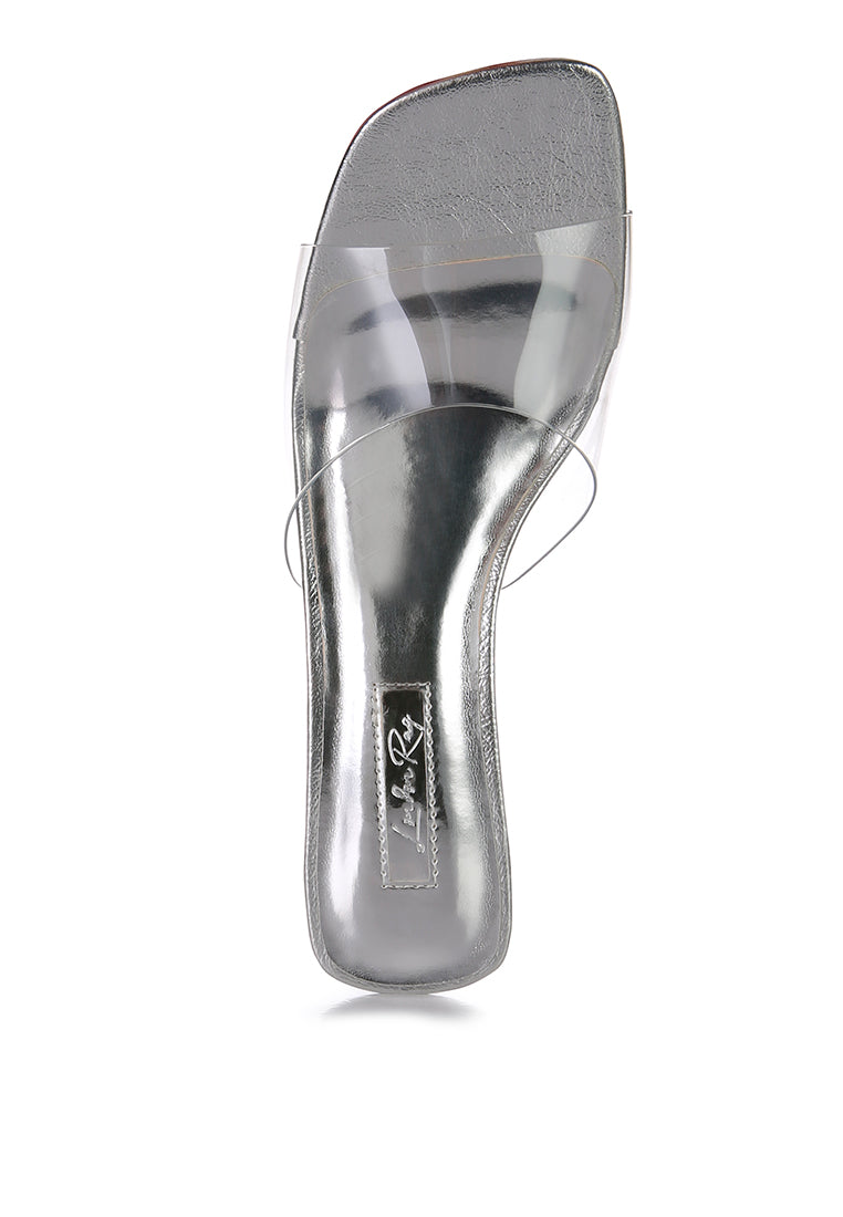 Clear Flirt Clear Strap Slip On Heel Sandals