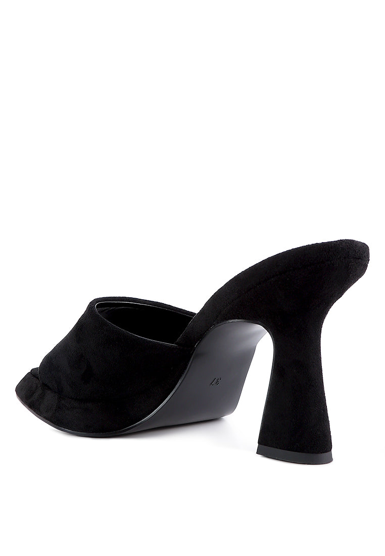 COYME Micro Suede Slip On Spool Heeled Sandals