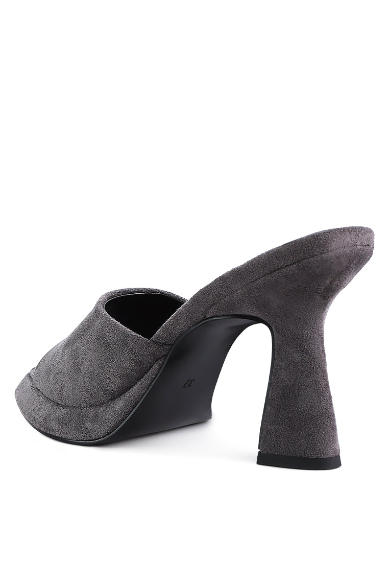 COYME Micro Suede Slip On Spool Heeled Sandals
