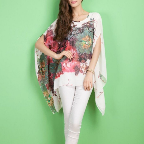 Lisa Floral Batwing Chiffon Top