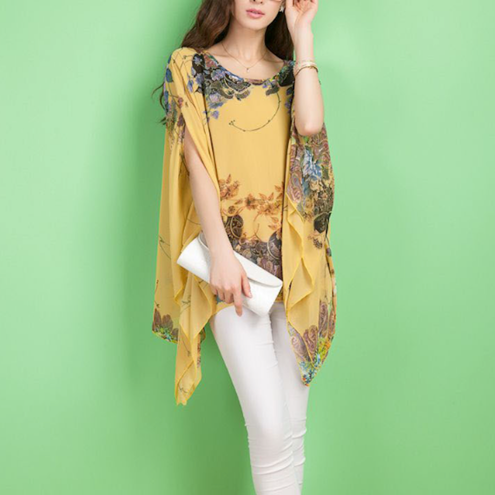 Lisa Floral Batwing Chiffon Top
