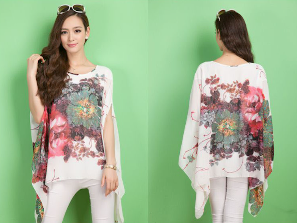 Lisa Floral Batwing Chiffon Top
