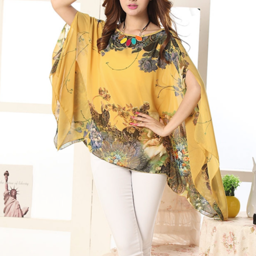 Lisa Floral Batwing Chiffon Top