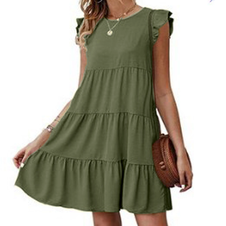 Quiet Charm Tiered Cap Sleeve Dress