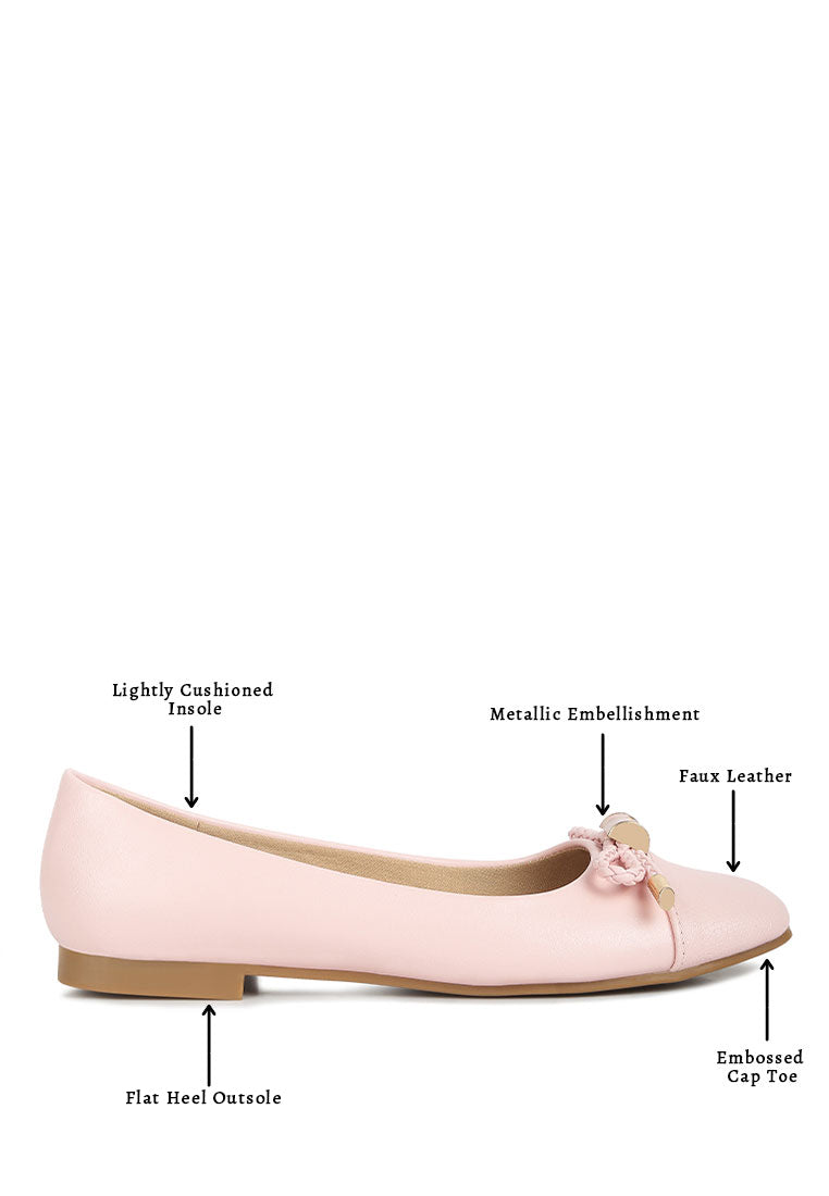 Moi Metallic Embellished Ballerina Flats