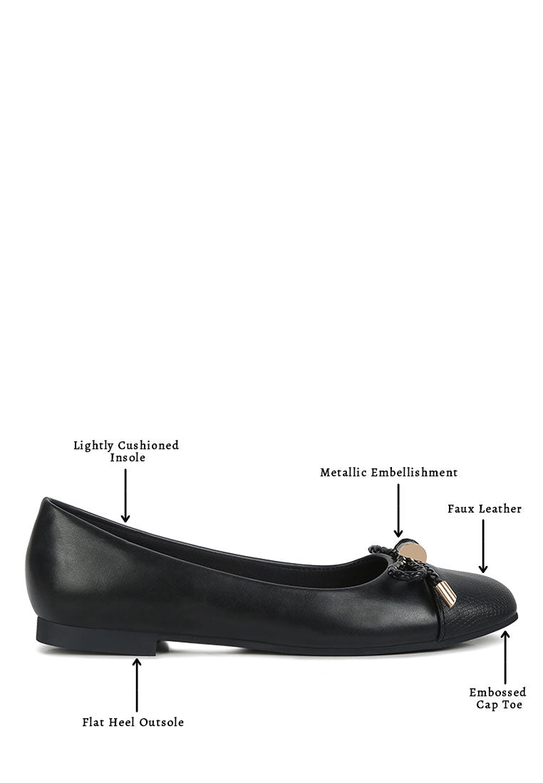 Moi Metallic Embellished Ballerina Flats