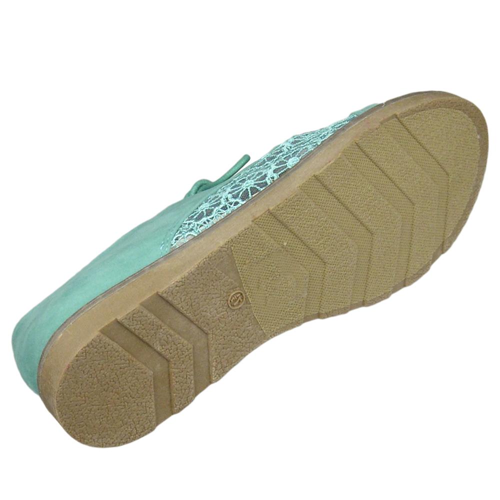 SOBEYO Embroidered Flower Lace Up Oxford Flats (Green)