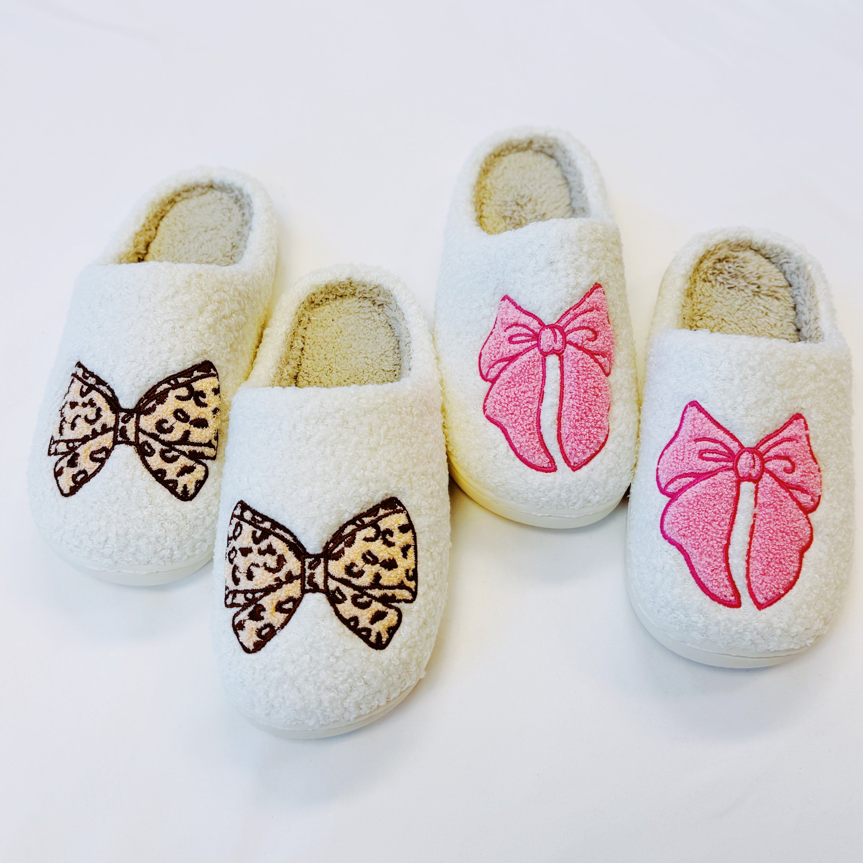 Sherry Pink Lounge Bow Cozy Slippers