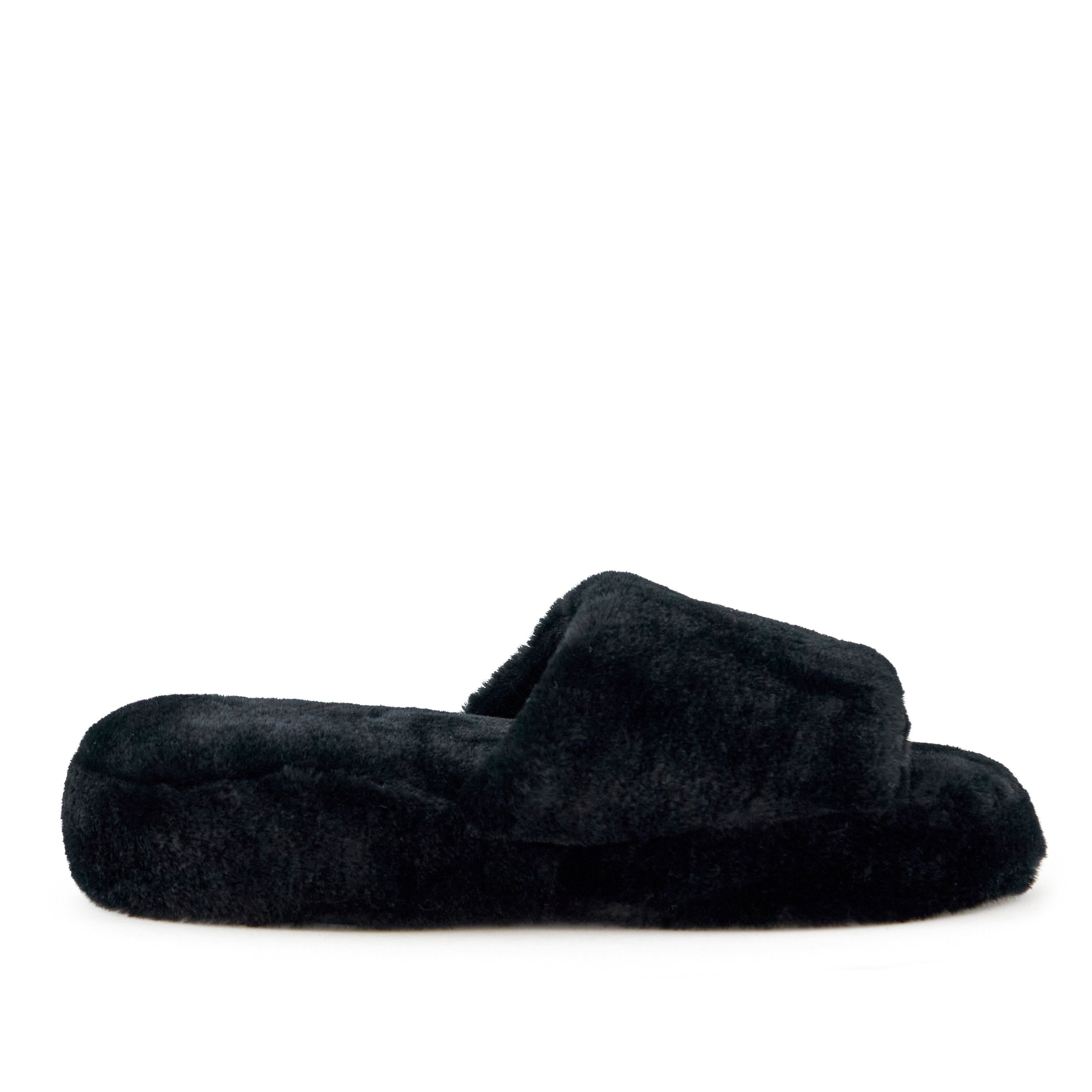 Geneva Faux Fur Slipper in Black