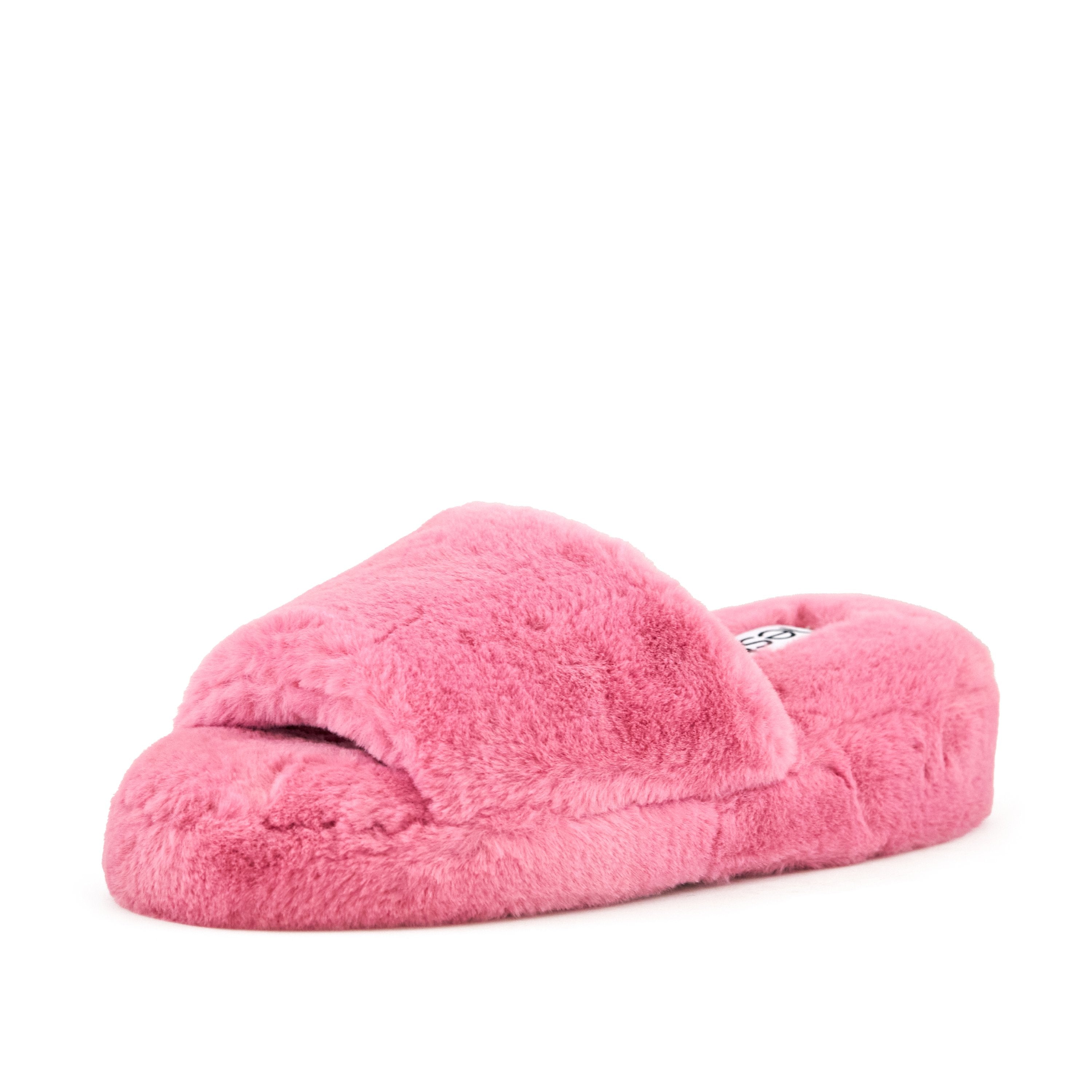 Geneva Faux Fur Slipper in Coral