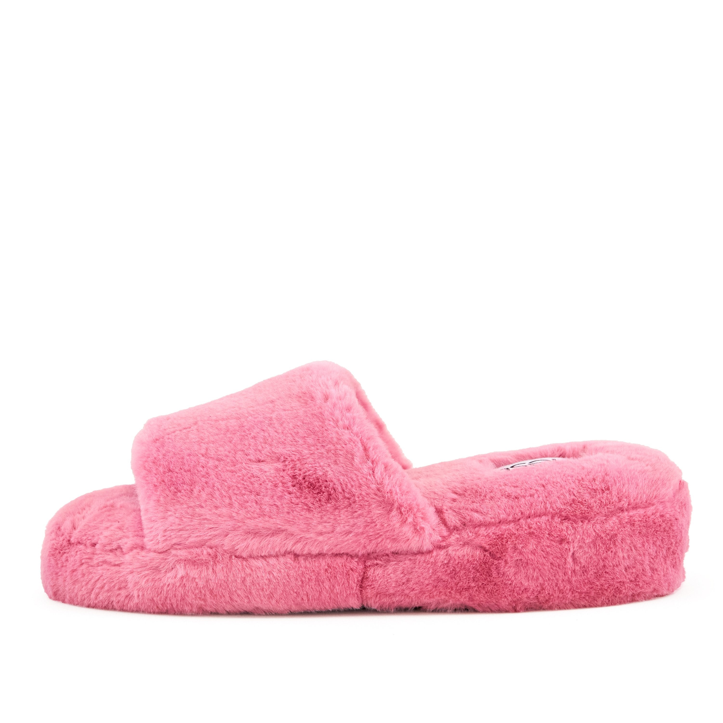 Geneva Faux Fur Slipper in Coral