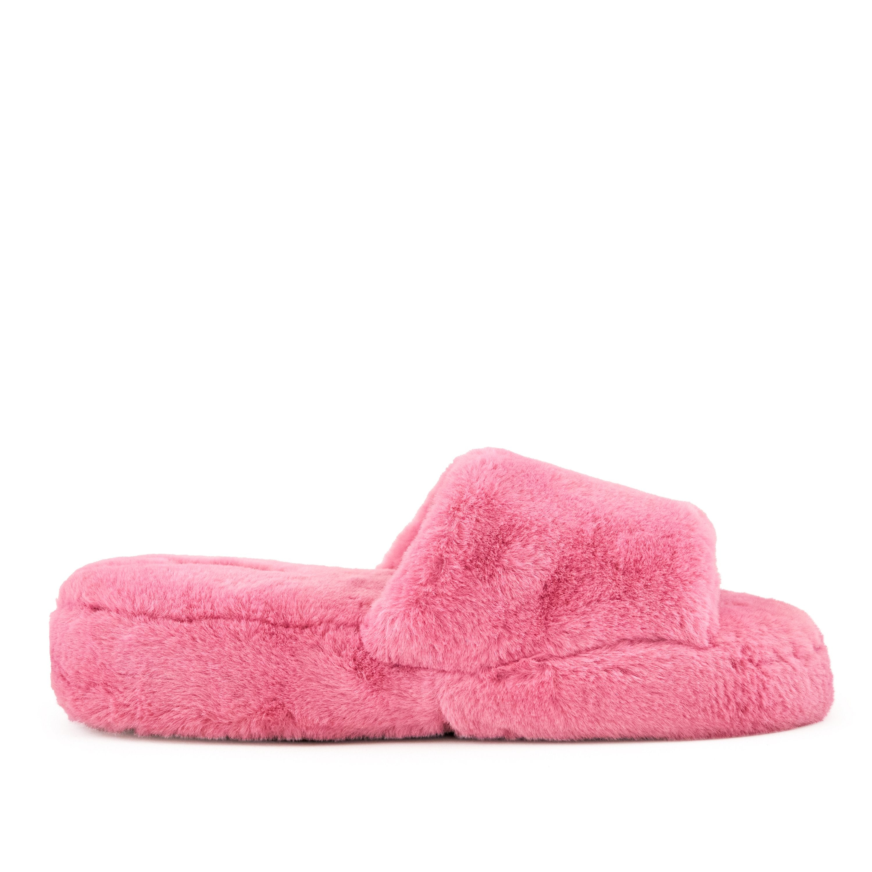 Geneva Faux Fur Slipper in Coral