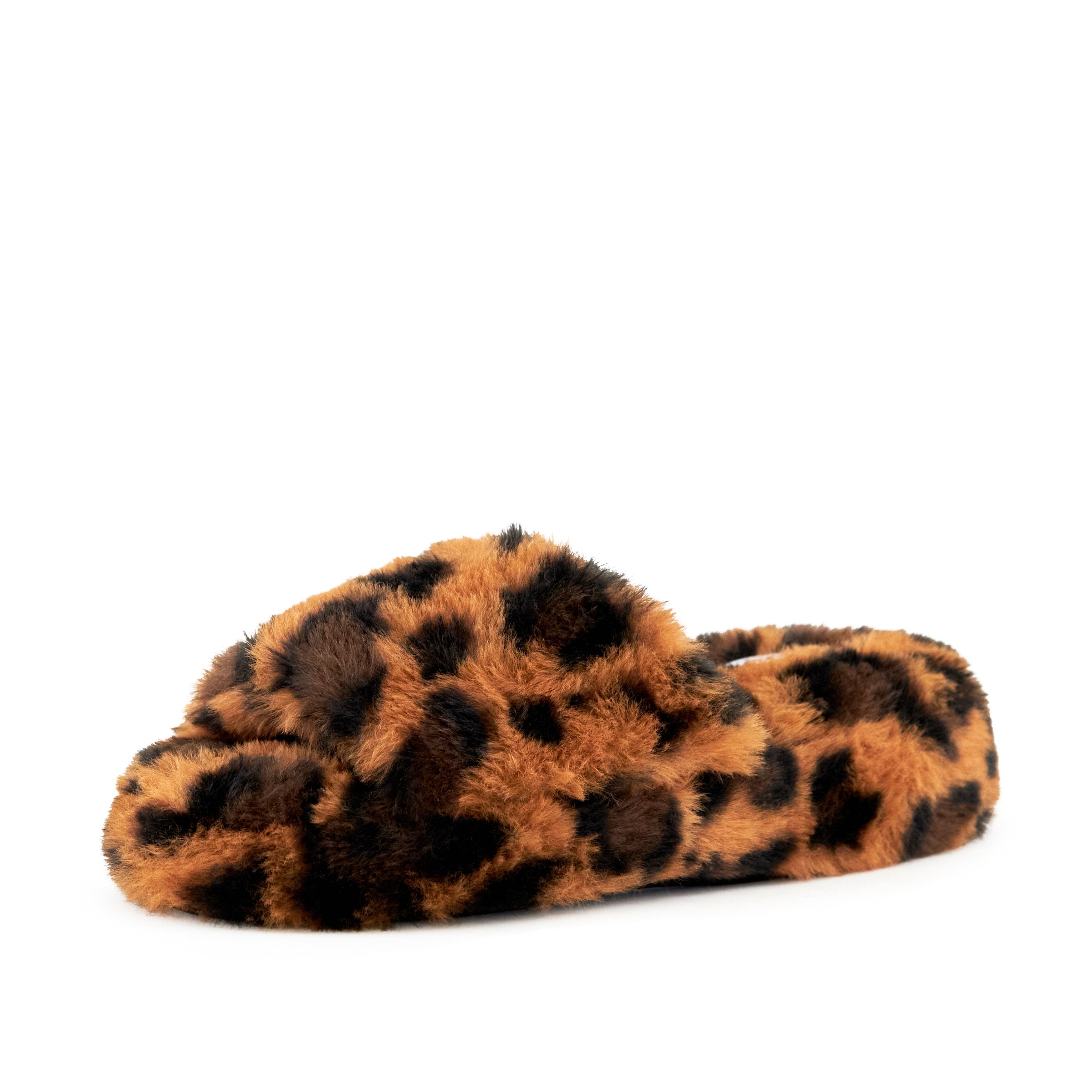 Geneva Faux Leopard Fur Slipper