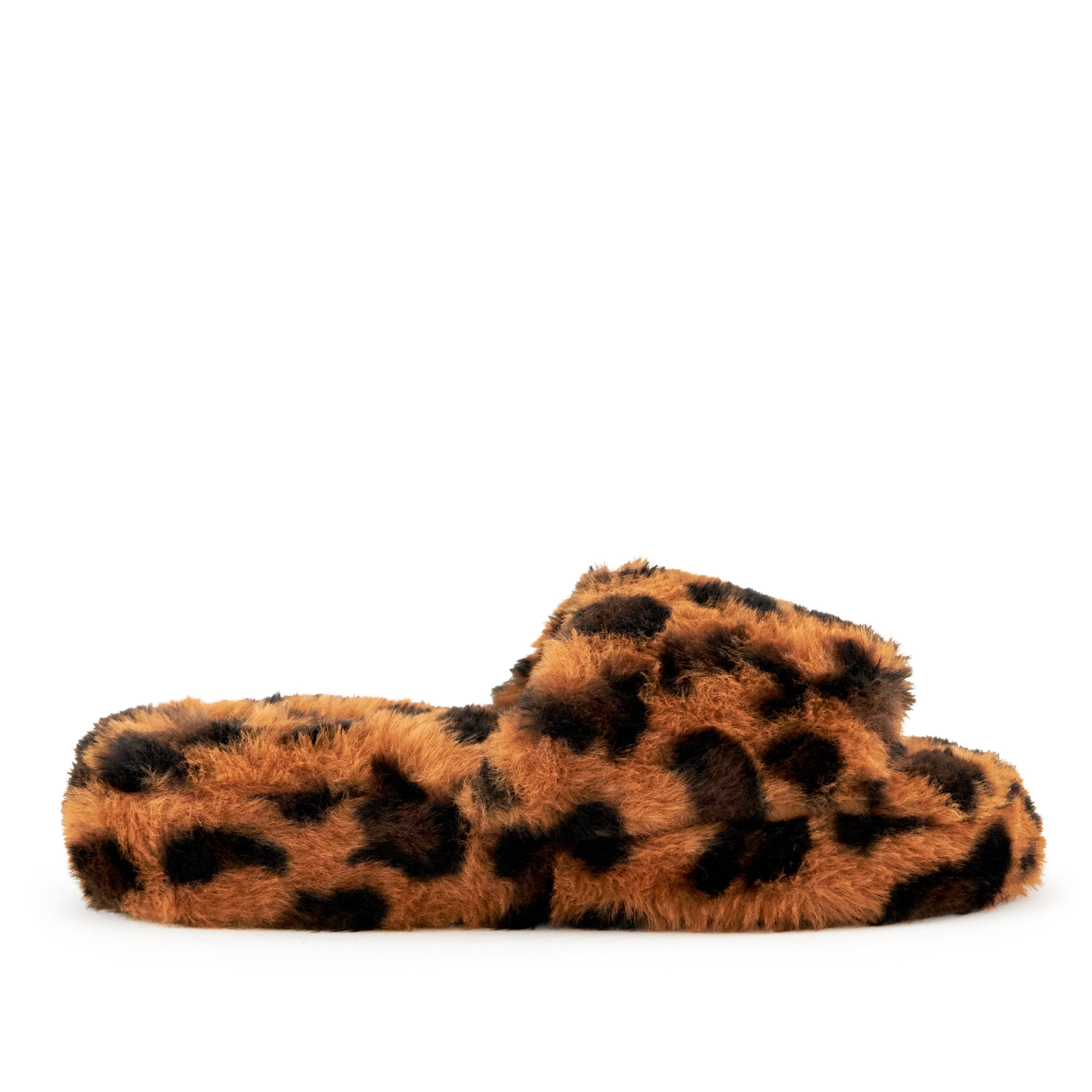 Geneva Faux Leopard Fur Slipper