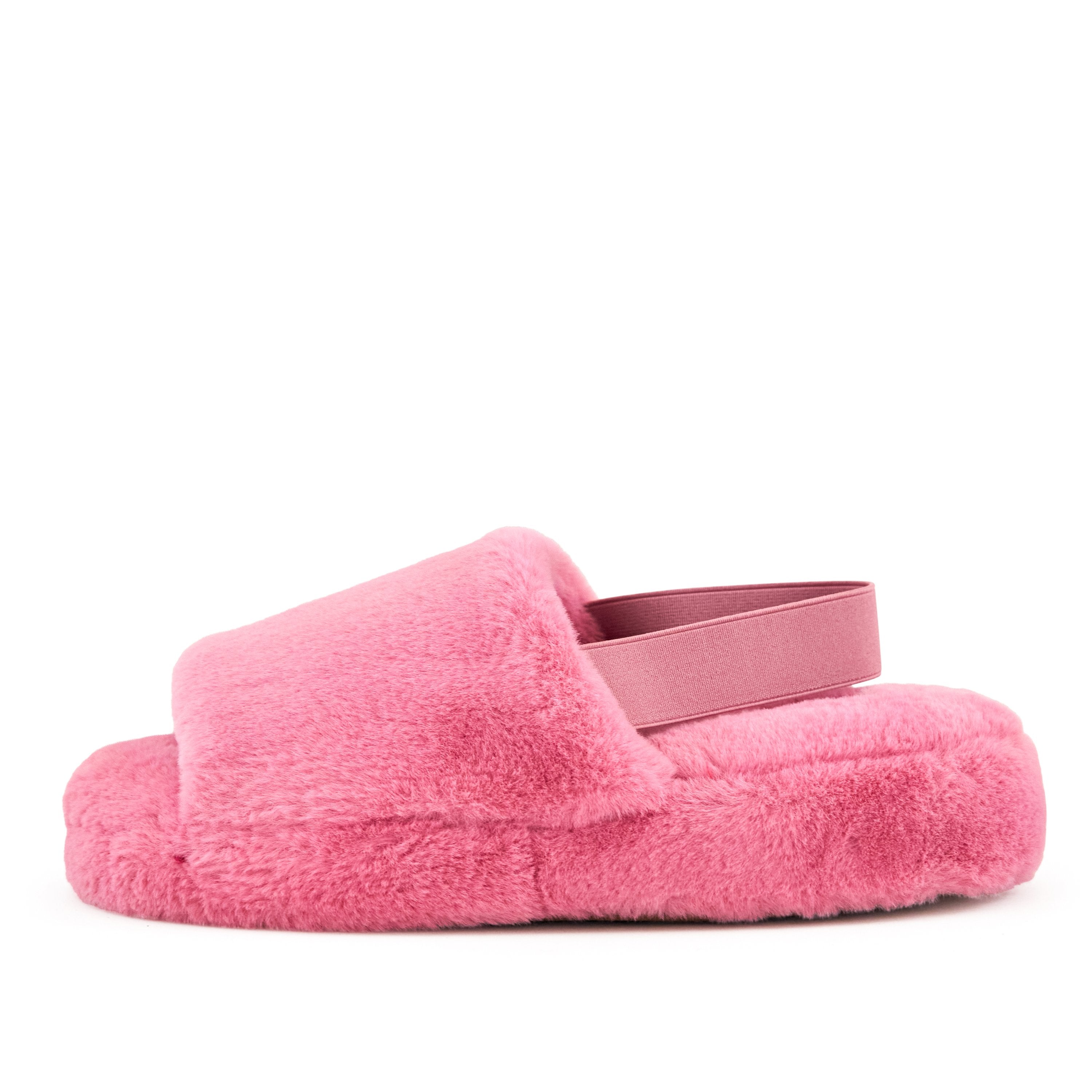 Lisbon Faux Fur Slipper in Coral